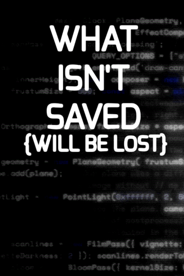 What Isn't Saved (will be lost)