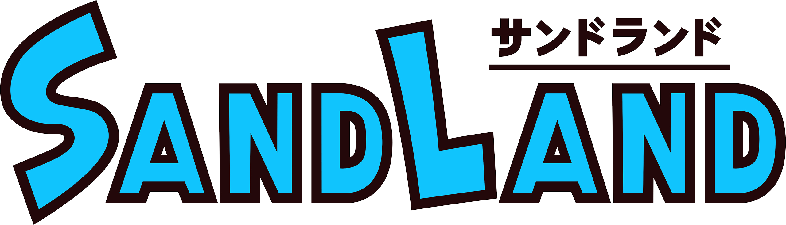 Logo for SAND LAND by MassiveGoods, image size:2560x734